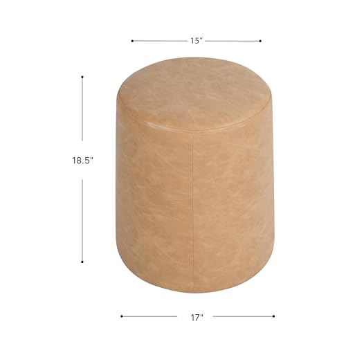 Image of HomePop 17 inch Organic Shape Ottoman - Sand Faux Leather