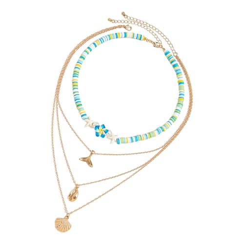 Joyería De Playa Para Mujeres | De Cuello En Forma De Estrella De Mar,Collar Ajustable De Moda Impermeable Para Damas De Uso Diario Cumpleaños Trajes Casual Bodas Bals, Se référer à la