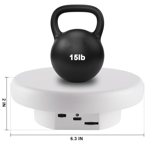 Image of 360 Electric Rotating Platform with Type-C Cable, 6.3in / 15lb Motorized Rotating Display for Jewelry Photography Products Live Show Video shoot, Mushroom Rotating Stand for 3D Model Cake White