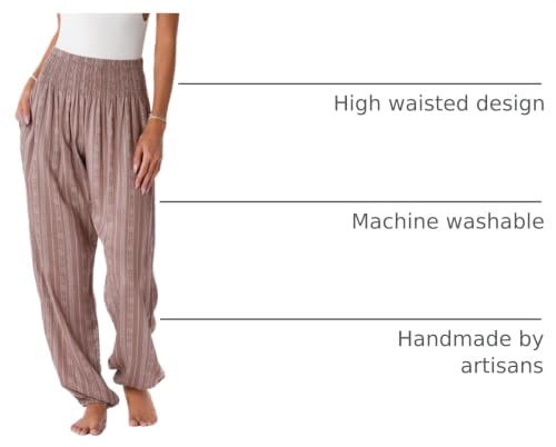 Image of Lotus and Luna Women's Harem Pants Thai Pants for Beach & Lounge High Waisted Flowy Boho Pants Genie Pants Yoga Pants