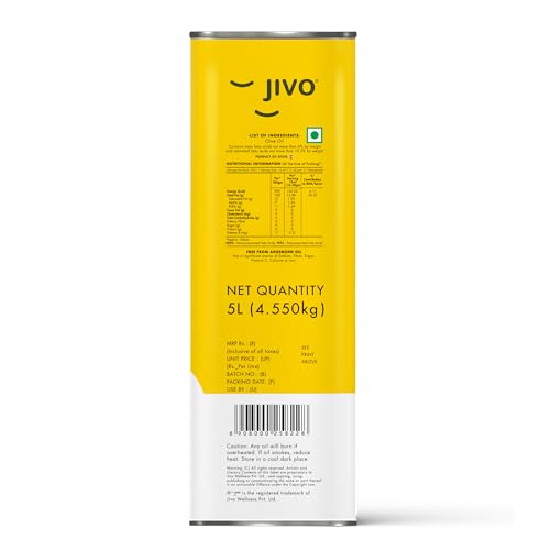 Image of Jivo Extra Light Olive Oil 5 Litre TIN | Imported from Spain | Recommendable Daily Cooking for Roasting, Frying, Baking All type of Cuisines| Low Saturated Fat, Low Saturated Fat | (Pack of 3)
