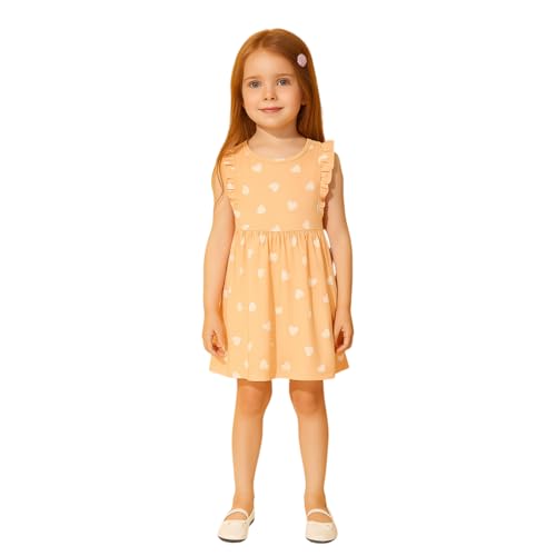 Image of Kidbea Girls' Cotton Dresses | Soft, Breathable Casual & Trendy Outfits for Kids | Sleeveless & Ruffle Sleeve Styles with Multiple Cute Prints
