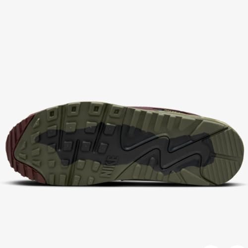 Nike Air Max 90 Gore-TEX Men's Shoes (FD5810-200,Medium Olive/Cargo Khaki/Burgundy) Size 44