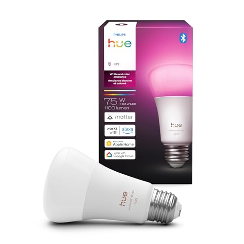 Philips Hue Smart LED A19 Bulb, White and Color Ambiance, E26 Bas...