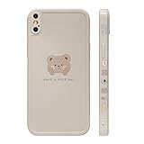 Ownest Compatible with iPhone Xs Max Case Cute Painted Design Brown Bear with Cheeks for Women Girls Fashion Slim Soft Flexible TPU Rubber for iPhone Xs Max-Beige