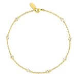 14K Gold Anklets for Women Non Tarnish 1/5 Carat Diamond Ankle Bracelets Waterproof Anklet Bracelet for Womens Box Station Chain Design Jewelry 3 Sizes 9/10/11in