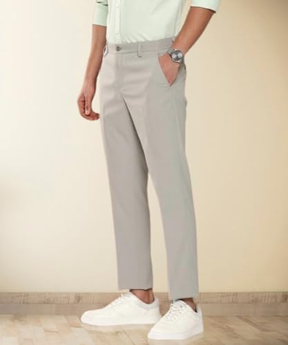 Image of MALENO Slim Fit Ankle Length Cotton Lycra Blend Formal Trouser for Men | Stretchable Ankle Length Formal Pant for Men