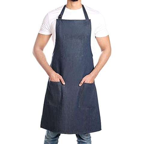 DOVORTEX 100% Cotton Denim Apron with Pockets Cover