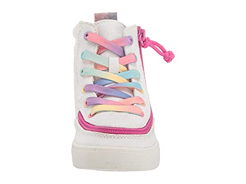 Billy Footwear Kids Classic Lace High Sneakers For Toddler, Little, And Big Kids - Canvas Upper With Zipper Closure, Cushioned Footbed, And Rubber Outsolewhite Rainbow 2 Little Kid M #TOP4