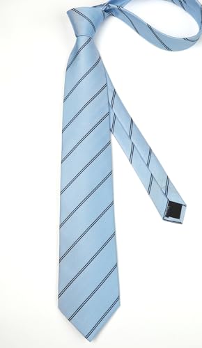 Image of Enlision Mens Ties Stripe Tie and Pocket Square Set Classic Formal Woven Neckties Handkerchief Cufflinks Wedding