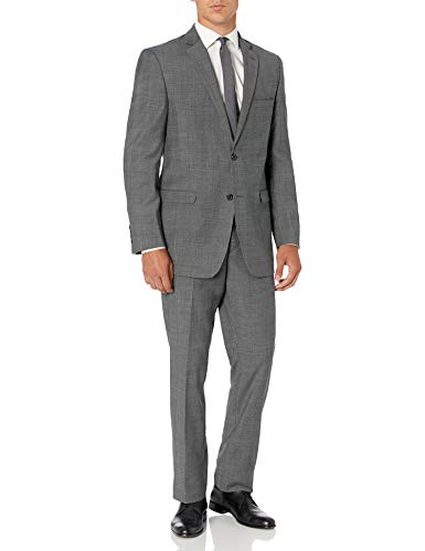U.S. Polo Assn. Men's Wool Suit, Plaid Grey, 44 Long