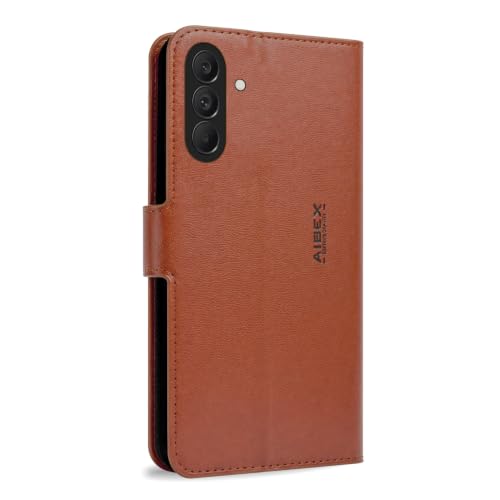 Image of AIBEX Compatible for Samsung F70 Pro 5G / Samsung M47 5G / Samsung A27 5G Flip Cover Leather Finish | Inside TPU with Card Pockets | Wallet Stand | Complete Protection Flip Case Brown