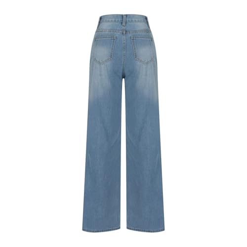 Women's Wide Leg Jeans High Waisted Strechy Denim Pants 2024 Fashion Button Casual Baggy Trousers Streetwear3