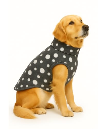 Image of The Pets Company Dog Winter Coat Jacket, Clothes, Windproof, Light Weight, Washable, Ultra Warm Thick Fleece Lined Dog Vest for Cold Weather Protection, (Polka Grey Cherry, Large - 26 Inch)