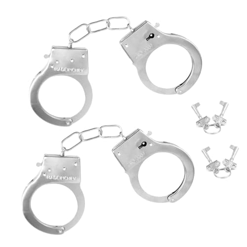 Kinderhandschellen Polizei-Handschellen Edelstahl-Handschellen - geeignet für Polizei- Verbrecher- und Themenparty-Kostüme Karneval Halloween - 2er-Set