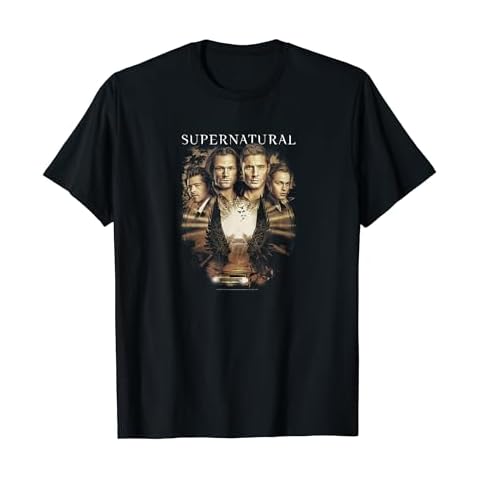 Supernatural Group Shot Sepia Tone Wings T-Shirt Cover