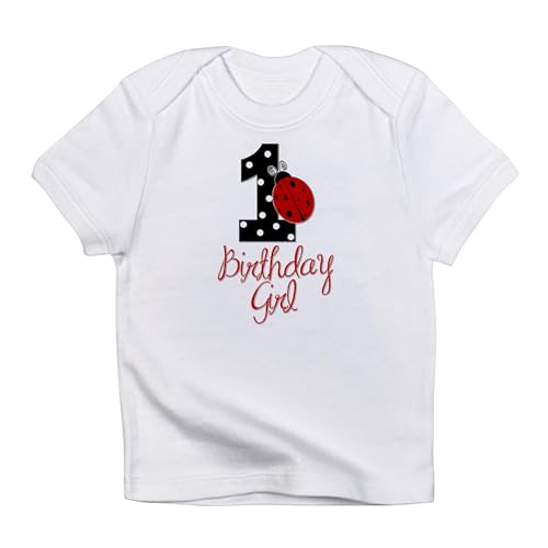 CafePress Birthday Girl Ladybug 1 Infant T Shirt Short Sleeve Baby Graphic T-Shirt Cloud White