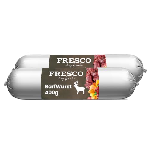 FRESCO Dog Barf Hundewurst schnittfest Wild 2x400g | Nassfutter für Hunde