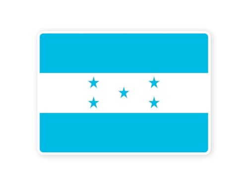 Sticker drapeau HONDURAS hondurien 10cm(S) - 28cm(XL) autocollant bord blanc (taille S : 10cm x 7cm)