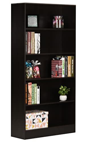 Image of DeckUp Muvo 5-Shelf Engineered Wood Book Shelf and Display Unit (Dark Wenge, Matte Finish)