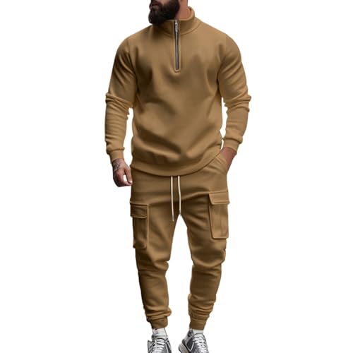 Combinaison de sport pull à fermeture éclair ensemble douillet café