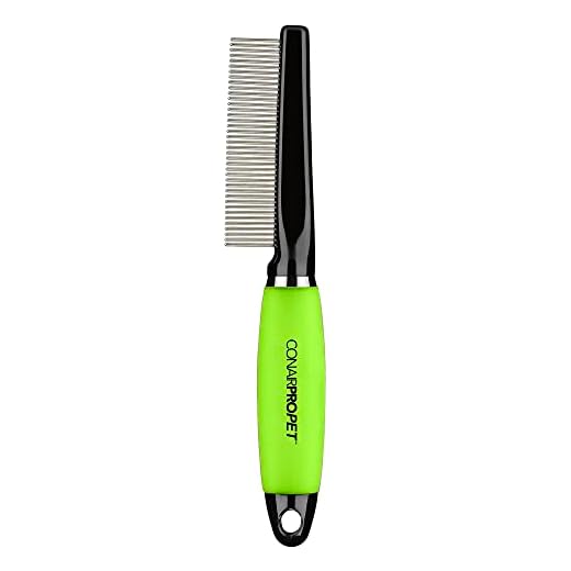 CONAIRPRO dog & cat Pet brush for Flea and Tick Removal, 1/2" Stainless Steel Comb with Memory Grip Handle