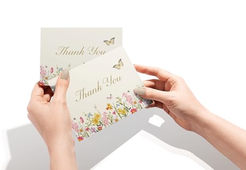 Image of Twigs Paper Spring Florals Thank You Cards, 12 Blank Note Cards