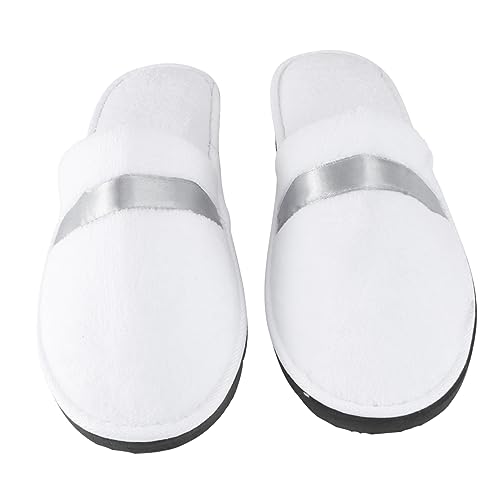 Homoyoyo Thickened Unisex Hotel Winter Slippers, Warm Coral Fleece Indoor Home Guest House Slippers, Non-slip White Comfort Footwear for Men and Women