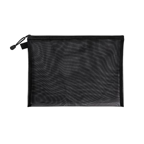 Mesh Zipper Document Bag With Rope Loop Multicolor A4/A5/A6(Black,A6(19X11cm))