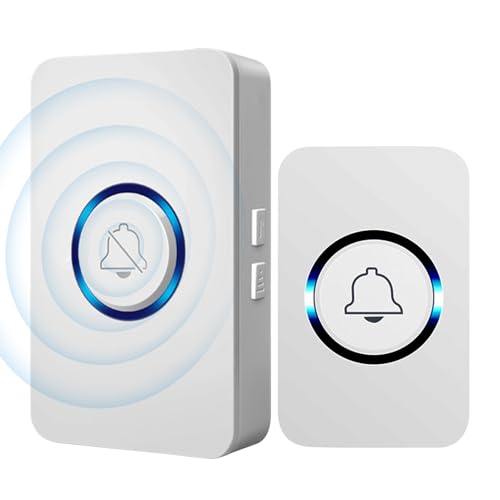 Campanello Wireless | Campanello Senza Fili da Esterno 150m | 110dB con 61 Toni e 4 Livelli Volume Regolabile | per Casa Ufficio Ingresso Appartamento Visitatore Fili Standard Europeo