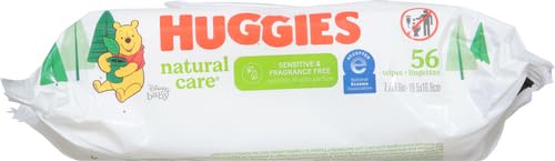 Image of Huggies Natural Care Sensitive Baby Wipes, Unscented, Hypoallergenic, 99% Purified Water, 1 Flip-Top Pack (56 Wipes Total) (Pack of 3)