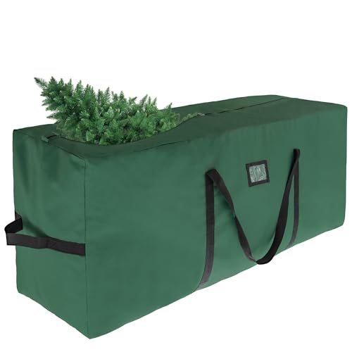 Sensong Christmas Tree Storage Bag, for 7.5 ft/228 cm Artificial Christmas Tree, 600D Oxford Fabric, Reinforced Handles and Zip, for Christmas Tree and Christmas Tree Decorations, Green