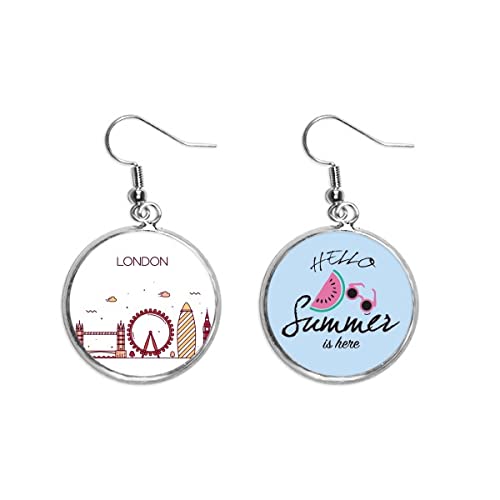 Pendientes de sandía ligeros con patrón decorativo de Londres Inglaterra para verano