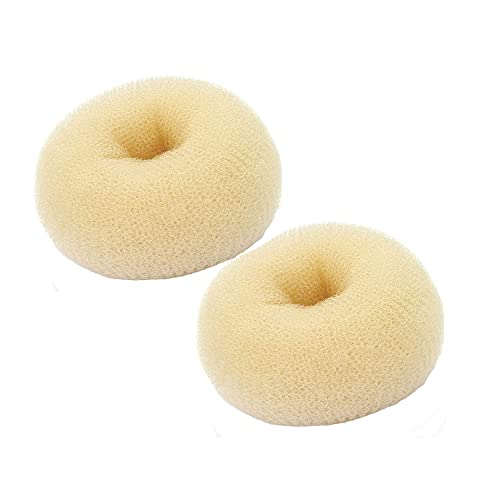 Hair Donut Ring Style Bun Maker, 2PCS Chignon Doughnut Shaper for Short and Thin Hair (3 Inch/Beige)