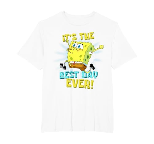 Spongebob It's The Best Day Ever! Birthday Kids Spongebob T-Shirt, Men's Big and Tall, White, 5X Tall