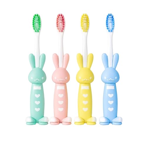 BADANI Kids Bunny Toothbrush Set For Toddlers Ultra Soft Bristles Cartoon Rabbit Toothbrush Cute Bunny Handle Child Training Toothbrush For Boys Girls (4 Pcs)-image-34