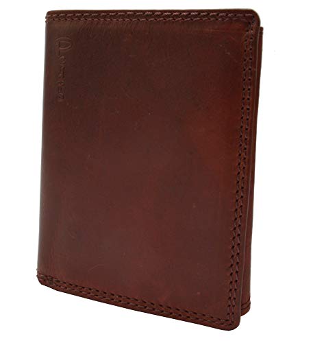 flevado Pedro Vintage Herren Geldbörse Used Look Vollleder Portmonnaie Leder rot (9,5 x 12,5 x 1,5 cm L/H/T)