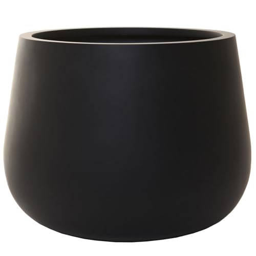 VIVANNO Blumentopf Pflanztopf Fiberglas GIRAR Anthrazit 37 cm