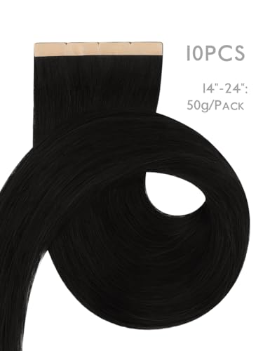 Image of WENNALIFE 3.15 inch Wide Tape in Hair Extensions Human Hair, Tape in Weft