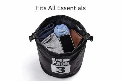 Image of Waterproof Ocean Dry Bag, Roll Top Floating Waterproof Sack for Beach, Swimming, Kayaking, Boating, Fishing, Camping, Hiking & Water Sports (3 Liter)