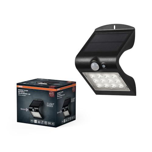 Osram ENDURA BUTTERFLY Solar-Flutlicht, schwarz, 1,5W, 200lm, Bewegungs- & Lichtsensor, Outdoor-Leuchte, Batterie aufladbar, umweltfreundlich, lange Lebensdauer, einfache Montage, IP65, 4000K
