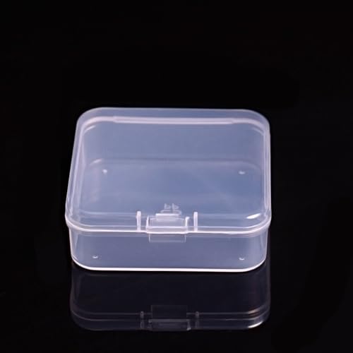 Meniala Mini Storage Containers Box Square Clear Plastic Organizer with Hinged Lid 2.5x2.5 Inches for Beads Game Pieces Crafts and Small Items