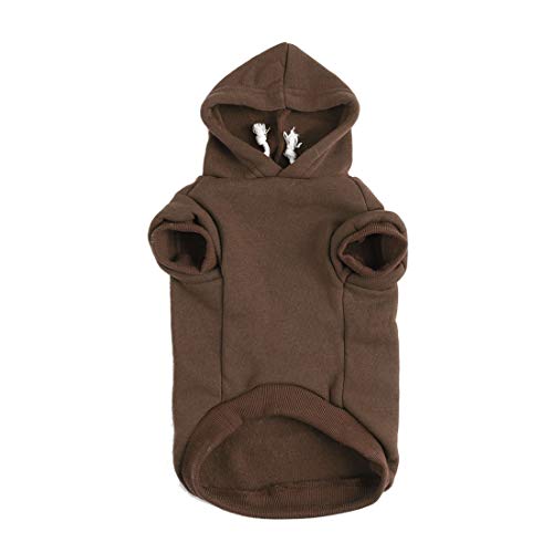 uxcell Pet Dog Hooded Hoody Sweatshirt Clothes Cotton Apparel Puppy Cat Winter/Spring/Fall Costume Outfits Fleece Warm Coat Brown XXXL