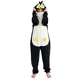 ressber Unisex Adult Onesie Pajamas Animal One Piece Halloween Costume Christmas Sleepwear Jumpsuit (US, Alpha, Small, Regular, Regular, Black Penguin)