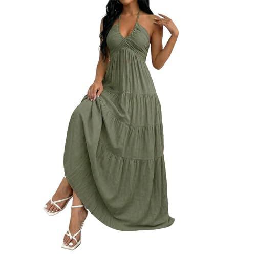 Robe Longue en Lin Prête à Porter Smockée Dos Uni 's