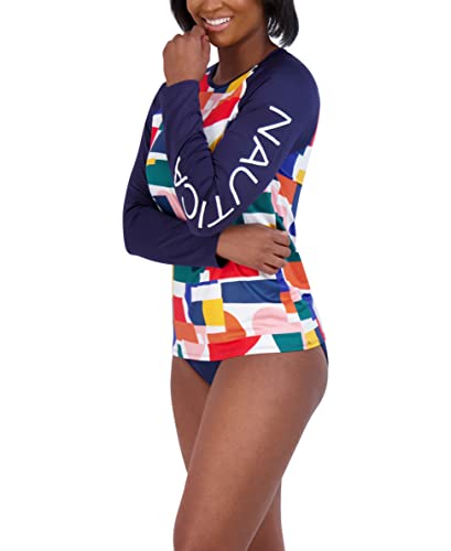 Image of Nautica Women's Long Sleeve Rashguard - Quick-Dry, UPF Protection, Swim Shirt, Pool, Beach, Hiking, Yoga, Volleyball