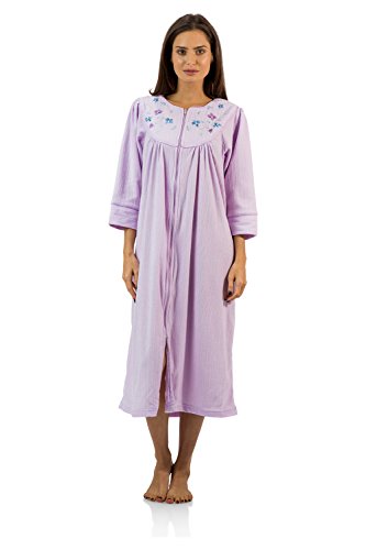 Casual Nights Women's Zipper Front Jacquard Fleece Long Robe Duster - Purple - X-Large