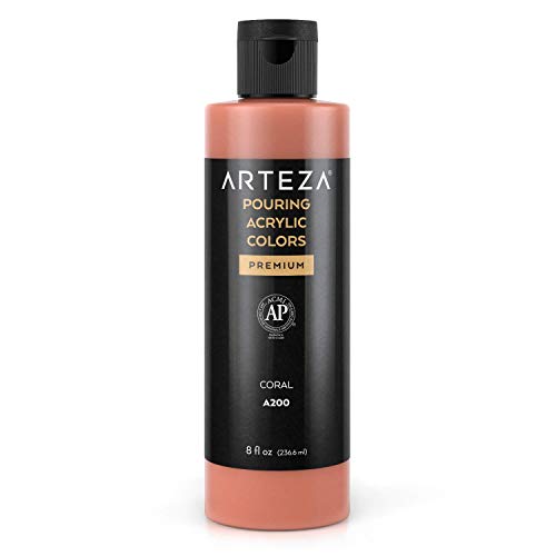 ARTEZA Acrylic Pouring Paint, 8 Ounces, A200 Coral, High-Flo...