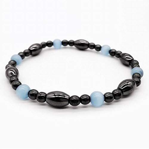 Delleu Negro Salud Terapia magnética Piedra Pulsera Pulsera de Piedra hematites Pulsera Tobillera Sistemas de curación