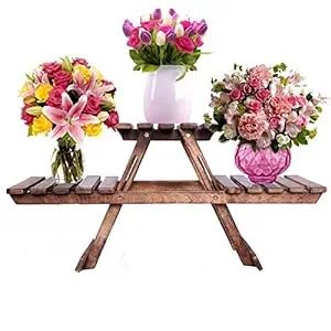 Unique Handicraft IN Wooden Multipurpose Folding Rack Plant Stand with 3 Decks Wooden Flower Pot Stand Flower Vase Stand Plant Holder for Balcony Living Room Indoor Outdoor Foldable Stand End Table (B0D4F1MYKZ) Amazon Price History, Amazon Price Tracker
